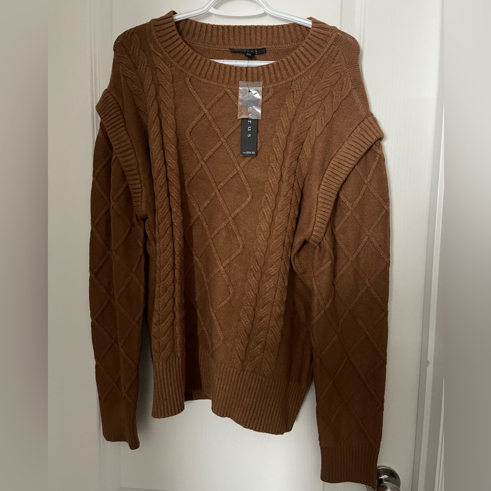 YRU Brown Cable Knit Sweater